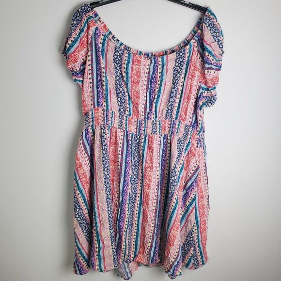 Torrid Colorful Off-the-Shoulder Mini Dress Size 2X - Picture 3 of 10